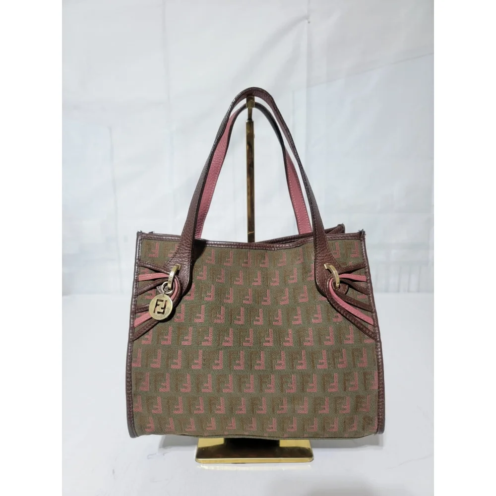 FENDI MINI CABAS MONOGRAM CANVAS FF ZUCCHINO TOTE BAG - Picture 7 of 13